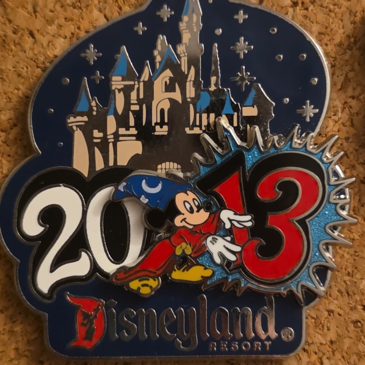 Disneyland Sleeping Beauty Castle 2013 Sorcerer Mickey Mouse Pin front
