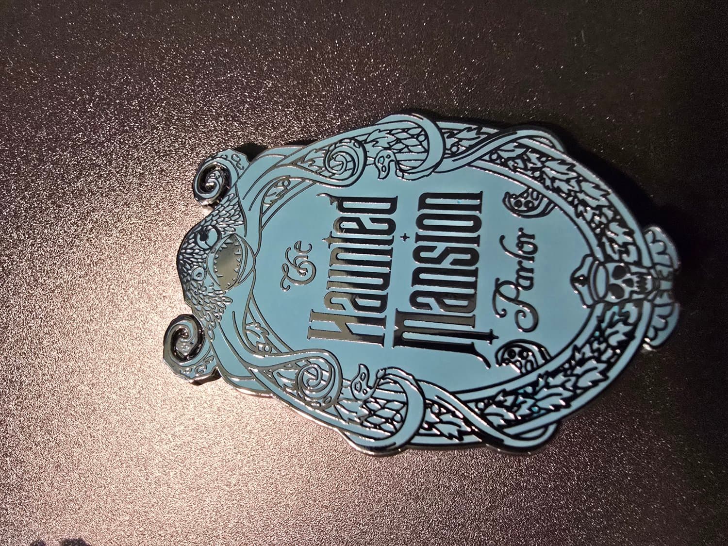 Walt Disney Imagineering The Haunted Mansion Parlor Blue Teal Sign Pin