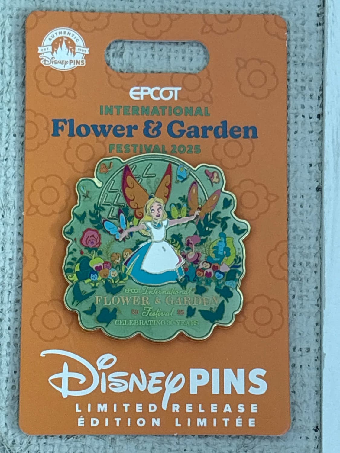 Alice in Wonderland Festival Pin - EPCOT International Flower & Garden Festival 2025 front