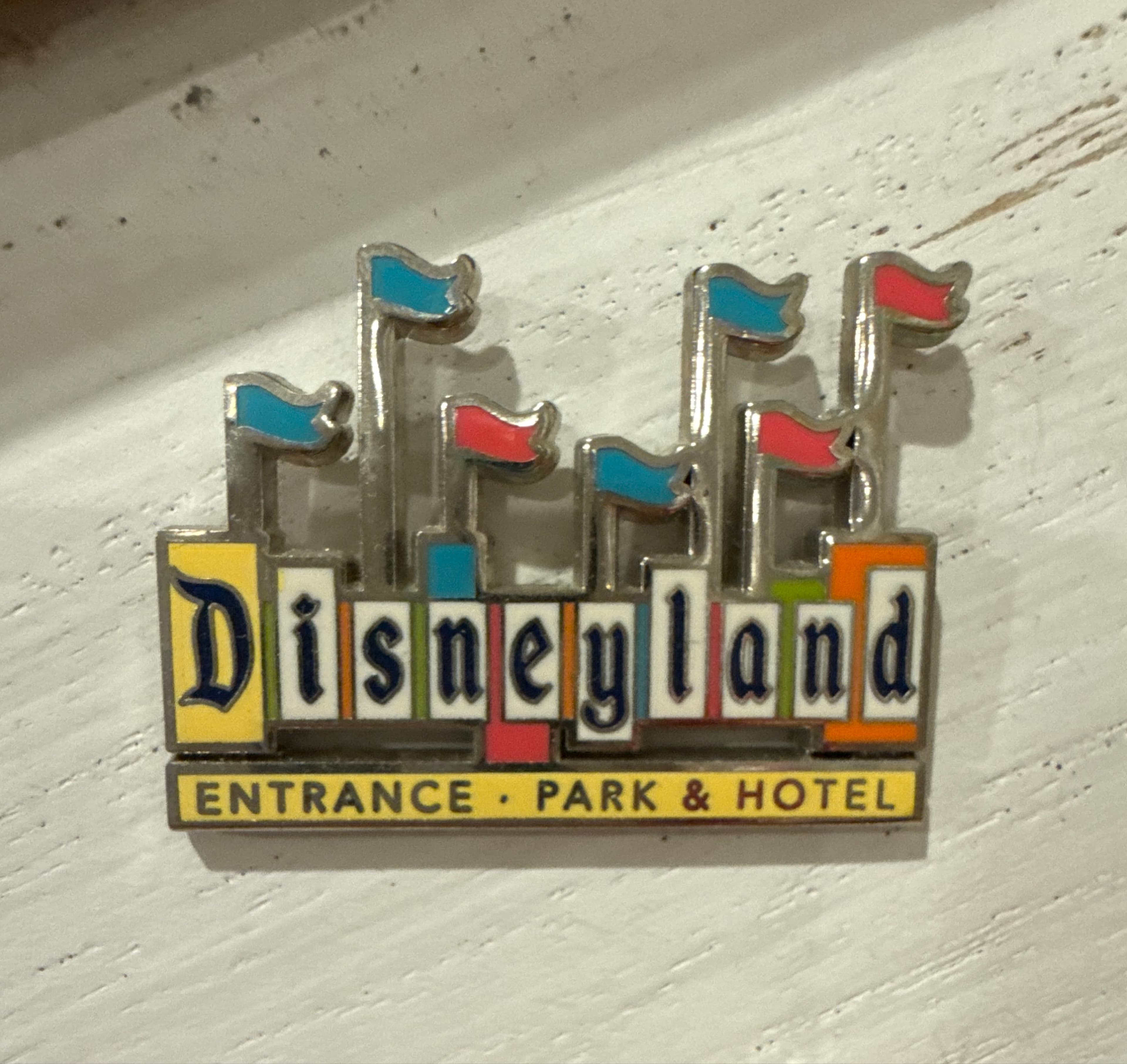 Disneyland Park Entrance Marquee Sign with Flags