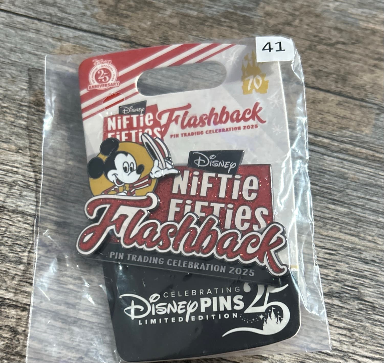 Mickey Mouse Niftie Fifties Flashback Pin Trading Celebration 2025 Logo front