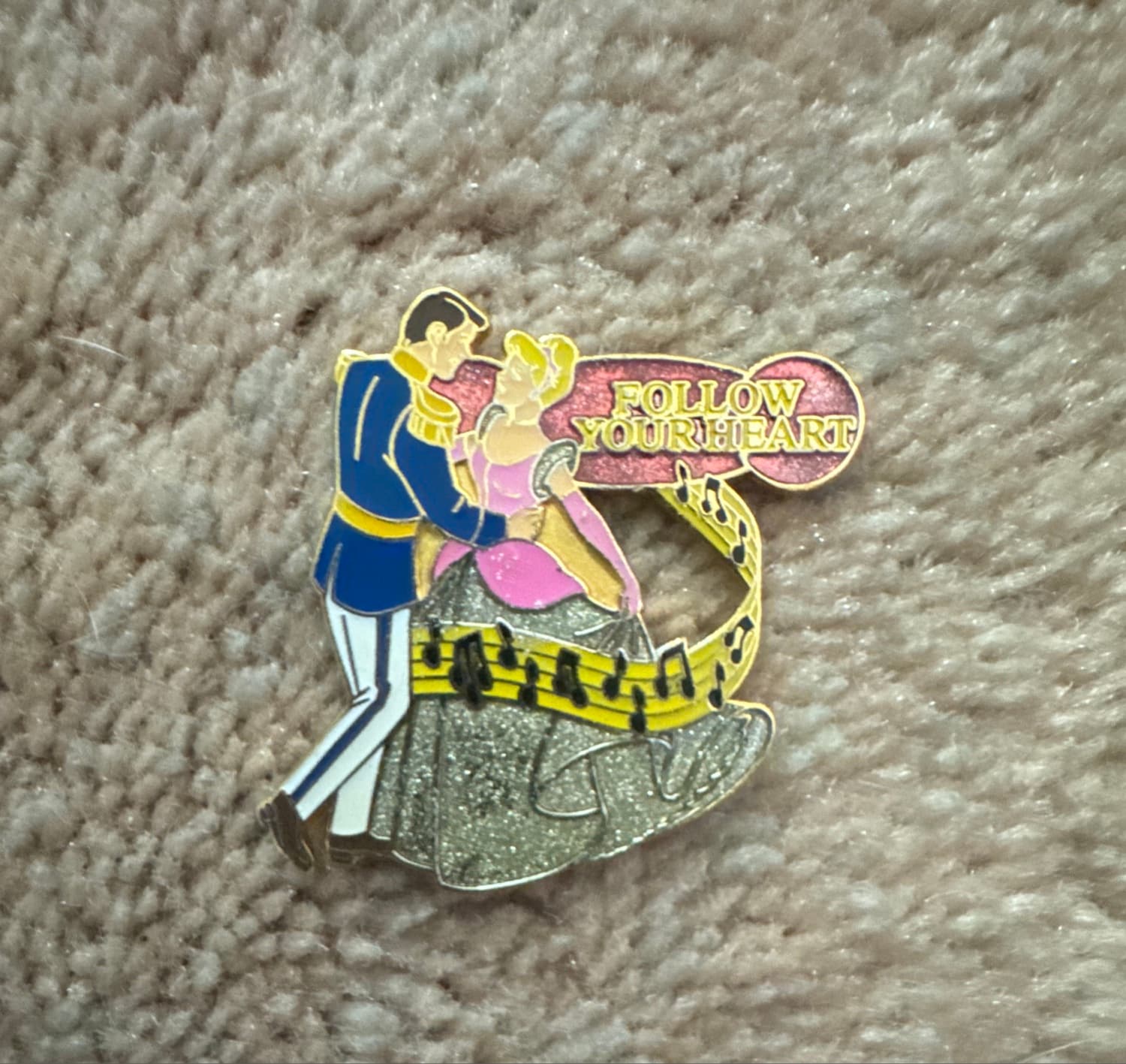 Cinderella Prince Charming Follow Your Heart Pin front