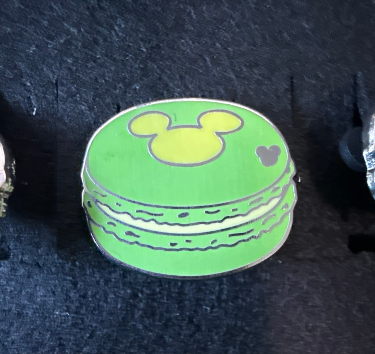 Green Macaron Hidden Mickey Pin front