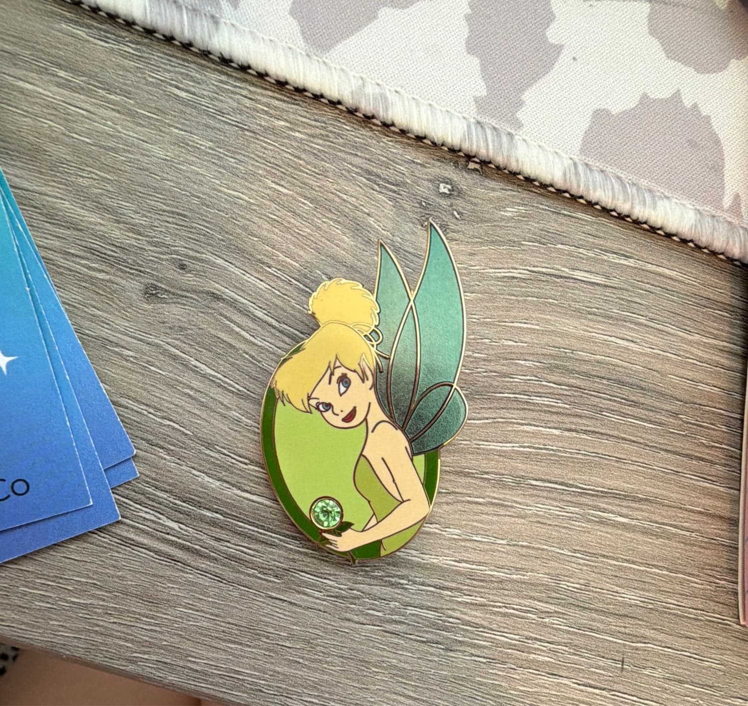 Tinker Bell Green & Gold Tone Portrait Pin