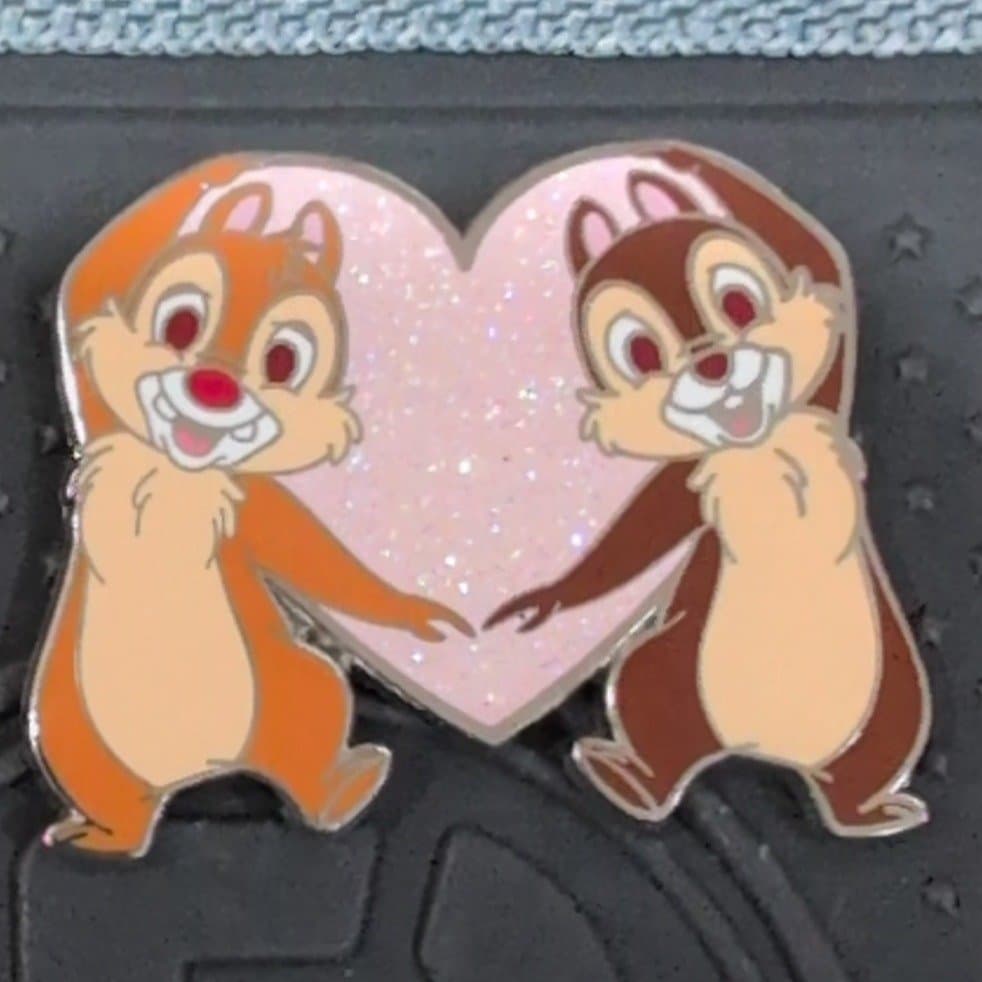 Chip and Dale Valentine's Day Glitter Heart Pin on Pin