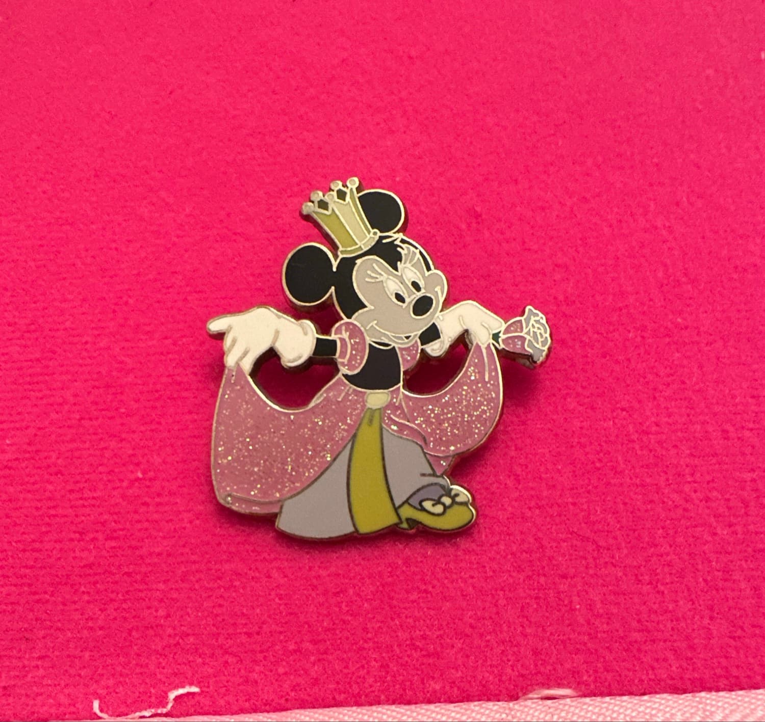 Minnie Mouse Pink Princess Dress Rose Gold Crown Curtsy Pin
