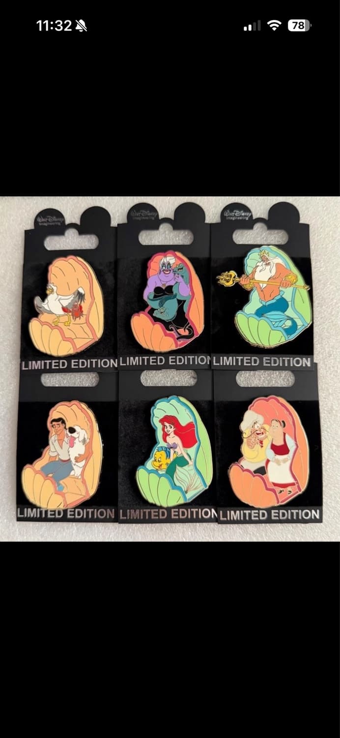 Ariel's Undersea Adventure Clamshell 6 Pin Set