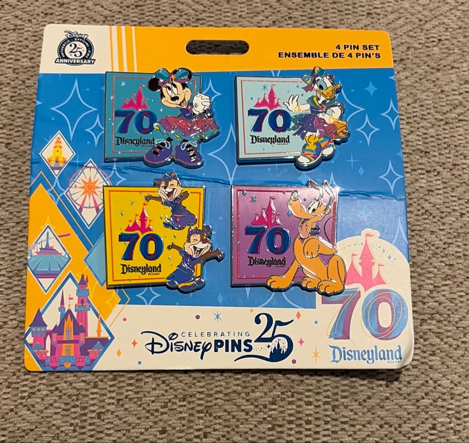 Minnie Mouse and Friends 70th Anniversary 4-Pin Set - Disneyland Resort