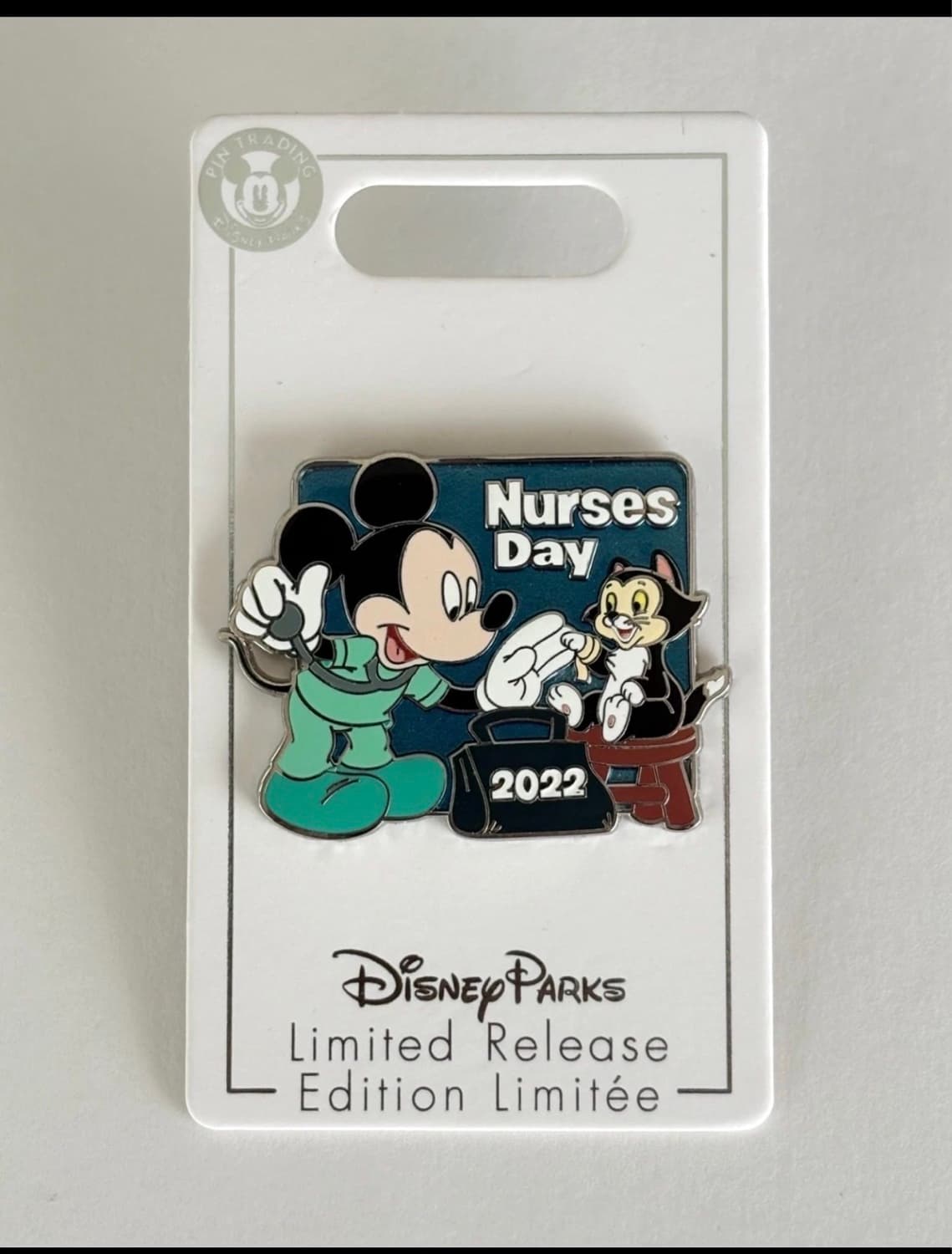 Nurses Day Mickey Mouse with Figaro Pin front