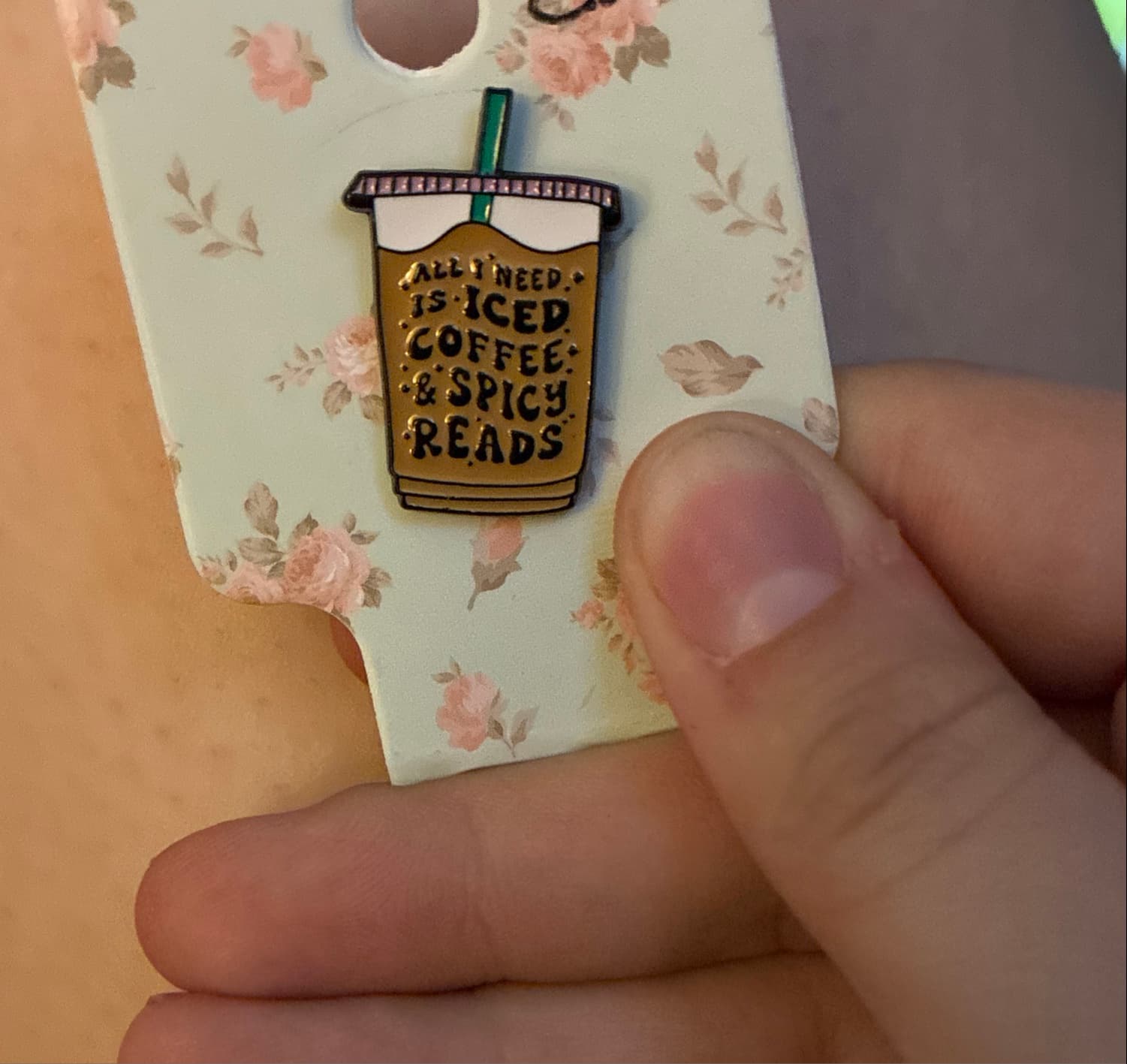 Iced Coffee & Spicy Reads Enamel Pin
