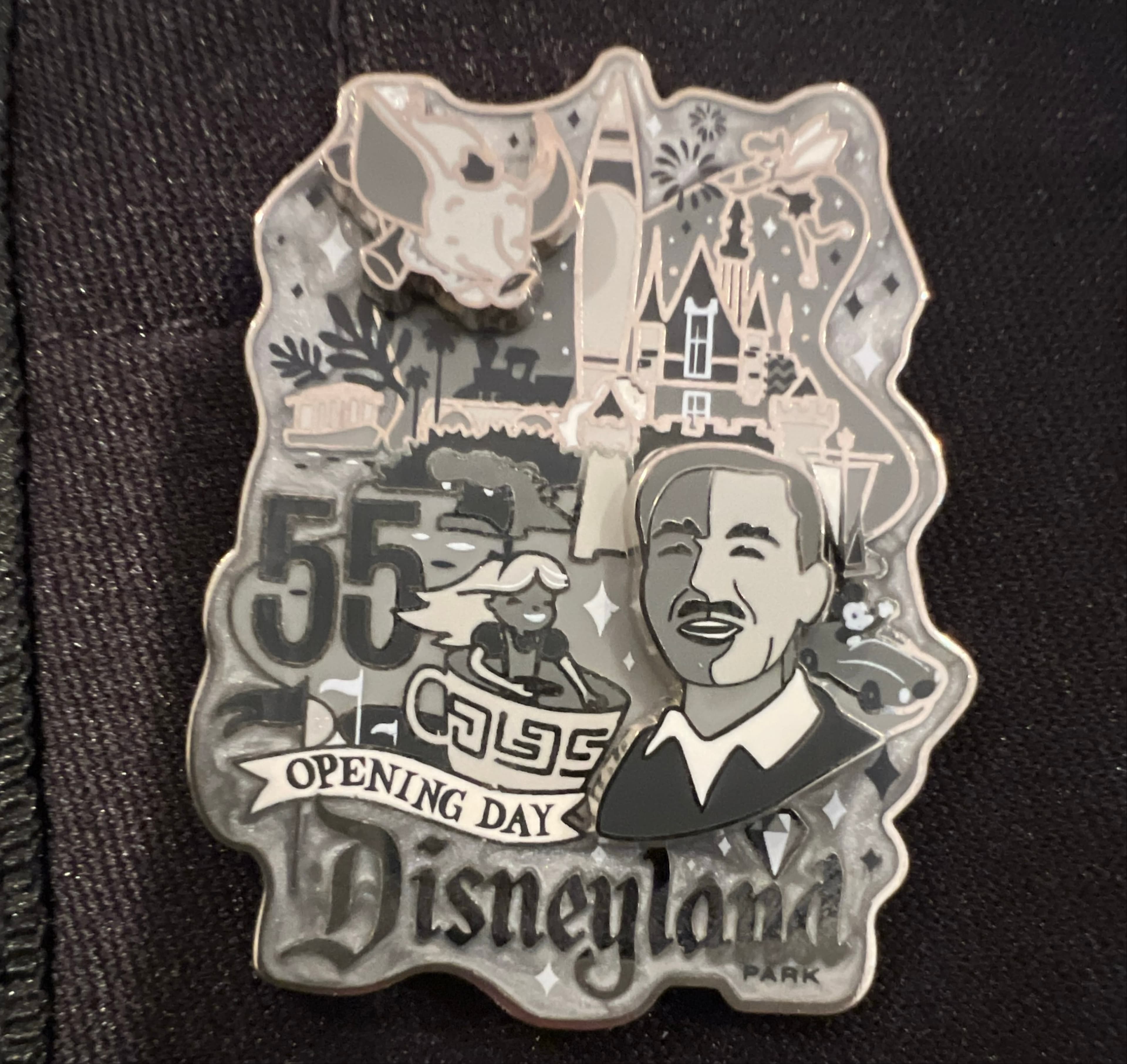 Disneyland 55th Anniversary Opening Day Walt Disney & Attractions Collage Pin