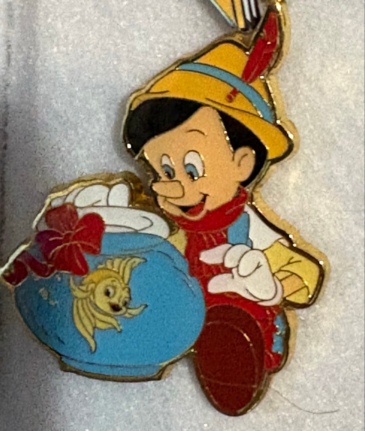 Loungefly Christmas Holiday Pinocchio and Cleo Pin front