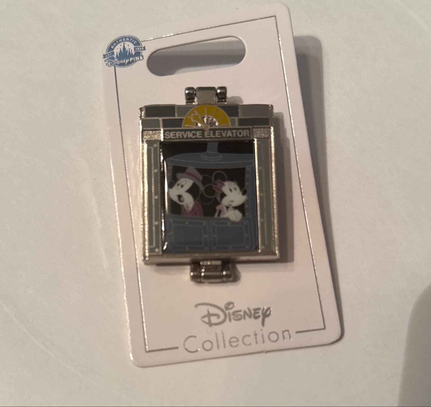 Disney Tower Of Terror Service Elevator Mickey & Minnie Stitch Tri Fold Flip Pin