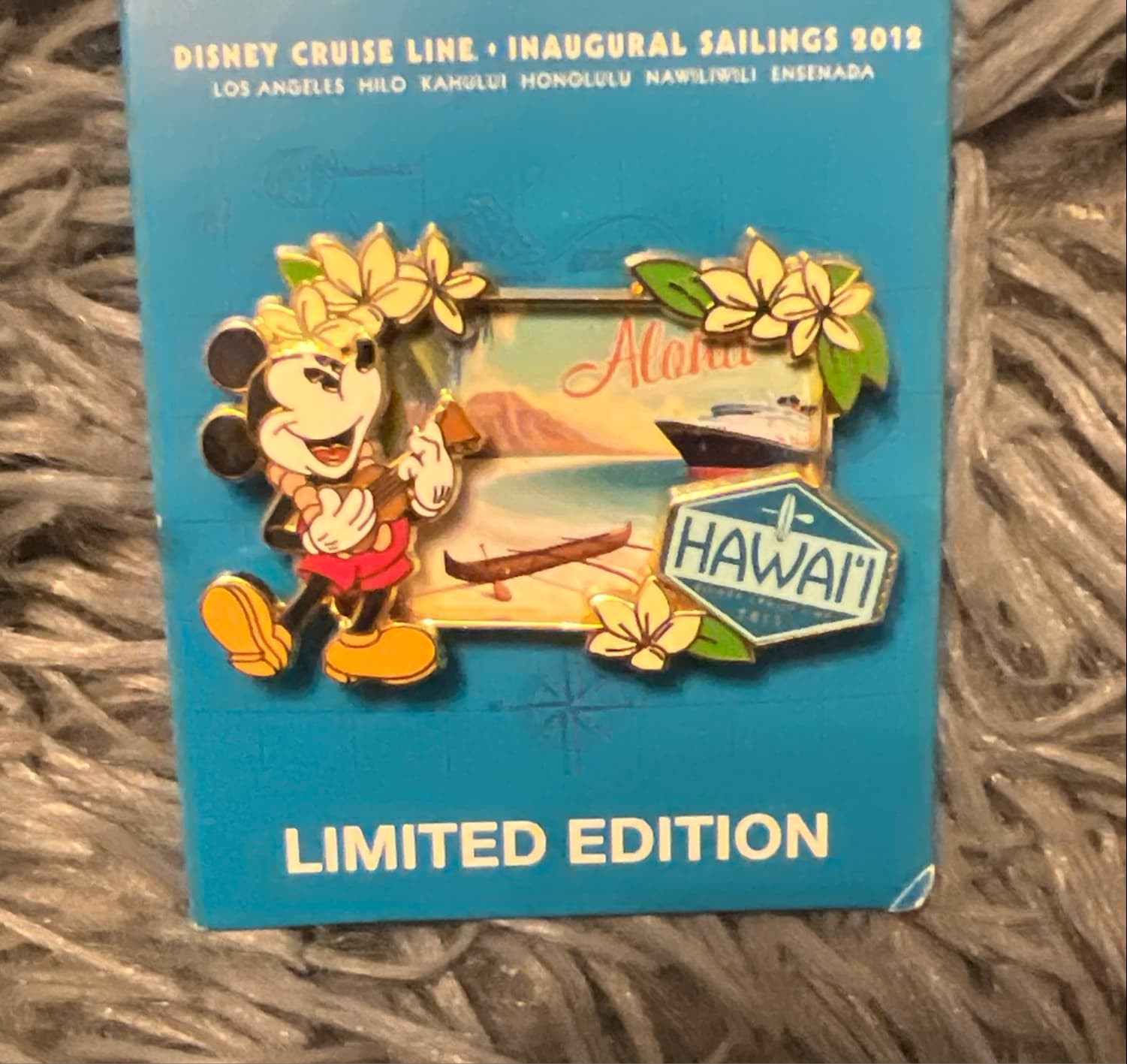Disney Cruise Line Inaugural Sailings 2012 Hawaii Mickey Mouse Ukulele Pin