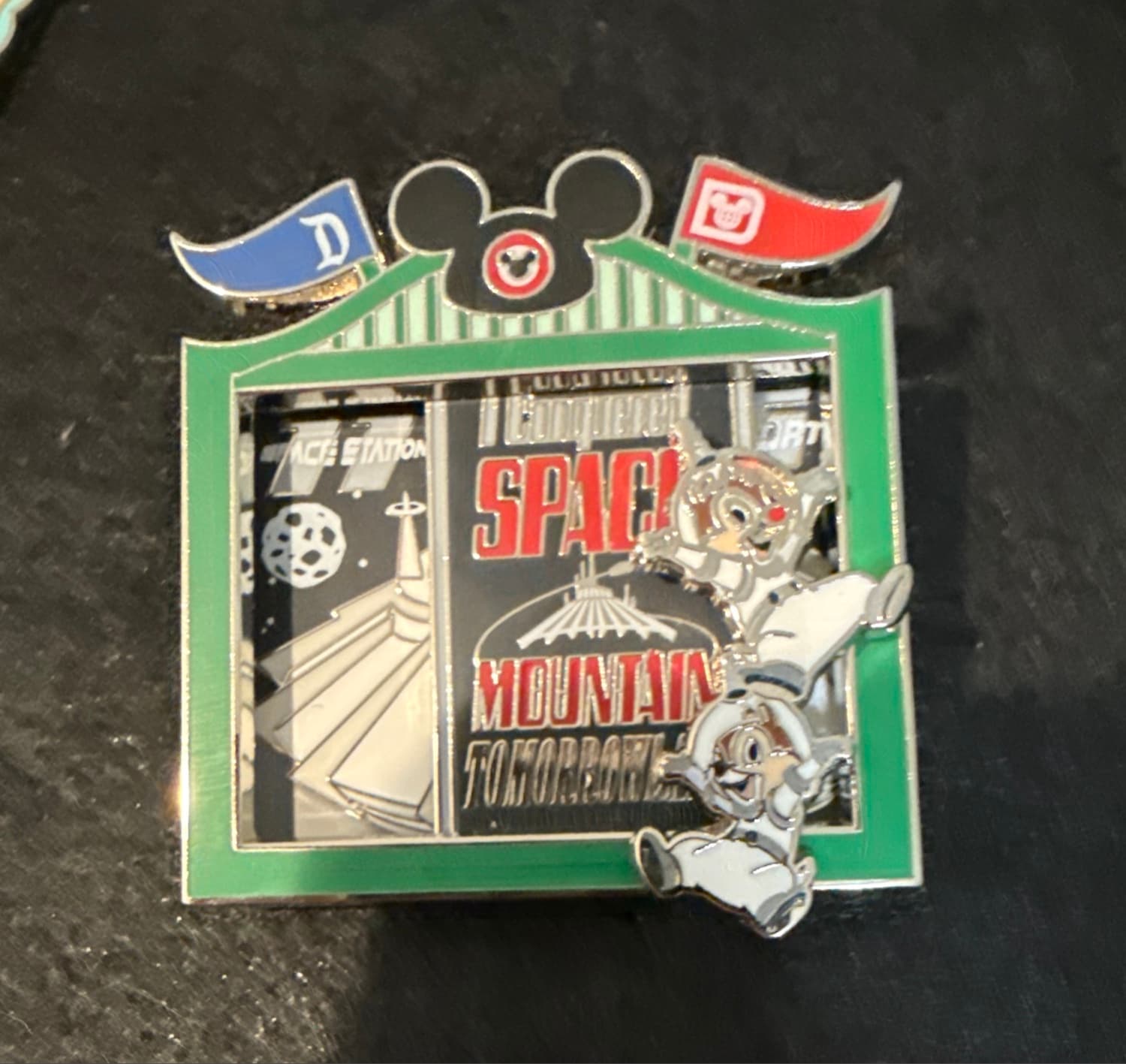 Bicoastal Adventures - Space Mountain - Chip and Dale Slider Pin front