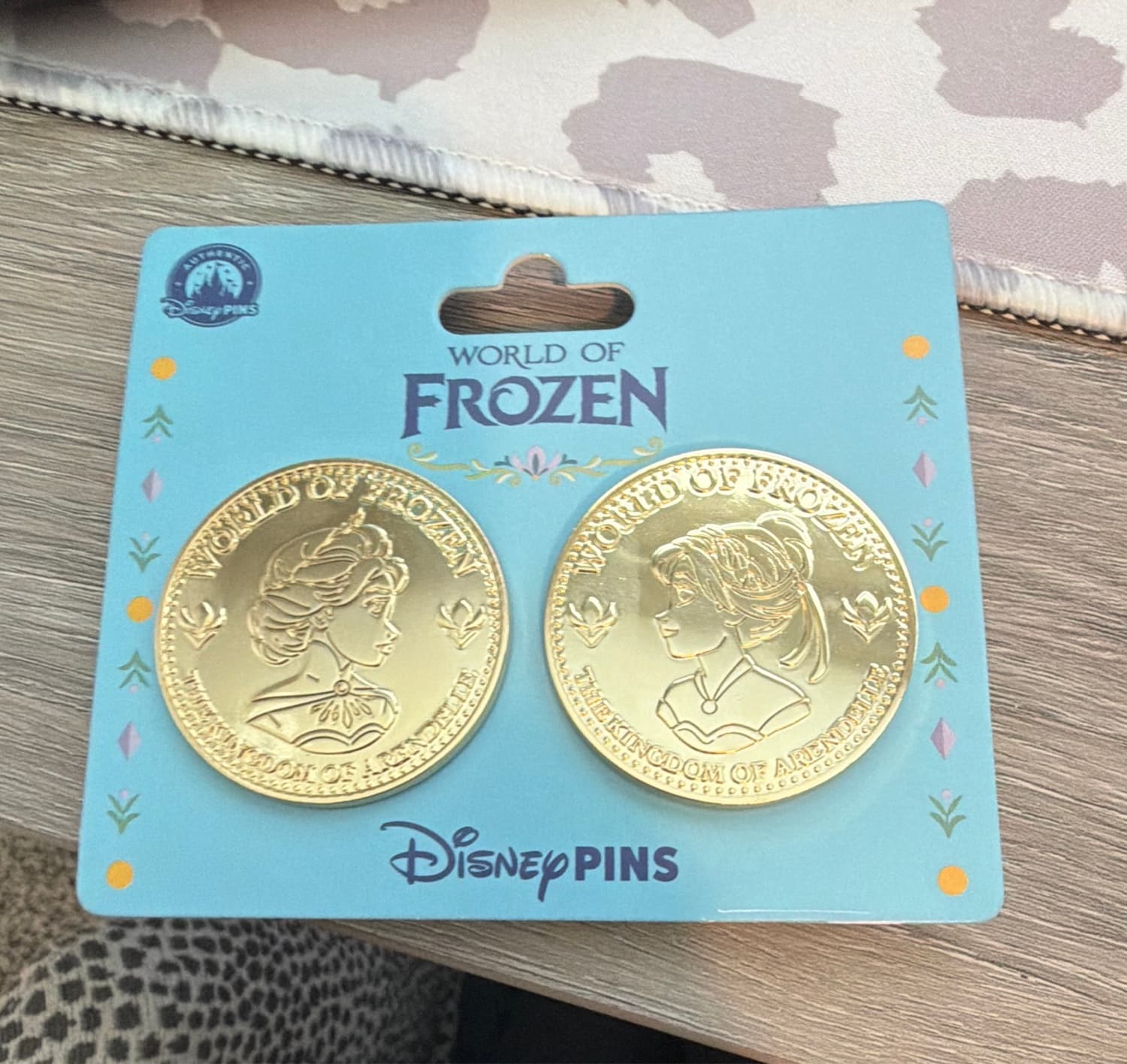 Disneyland Paris World of Frozen Elsa & Anna Duo Coin Pin Set front