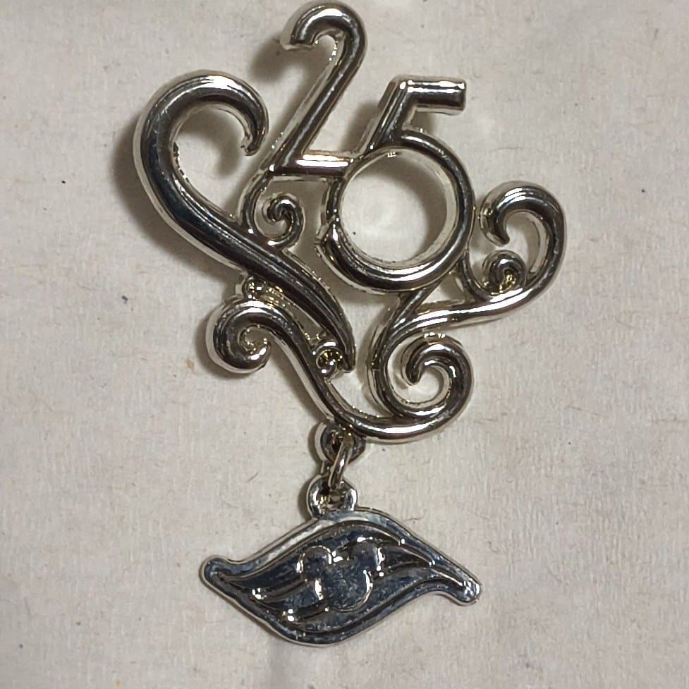 Disney Cruise Line 25th Anniversary Silver Dangle Pin