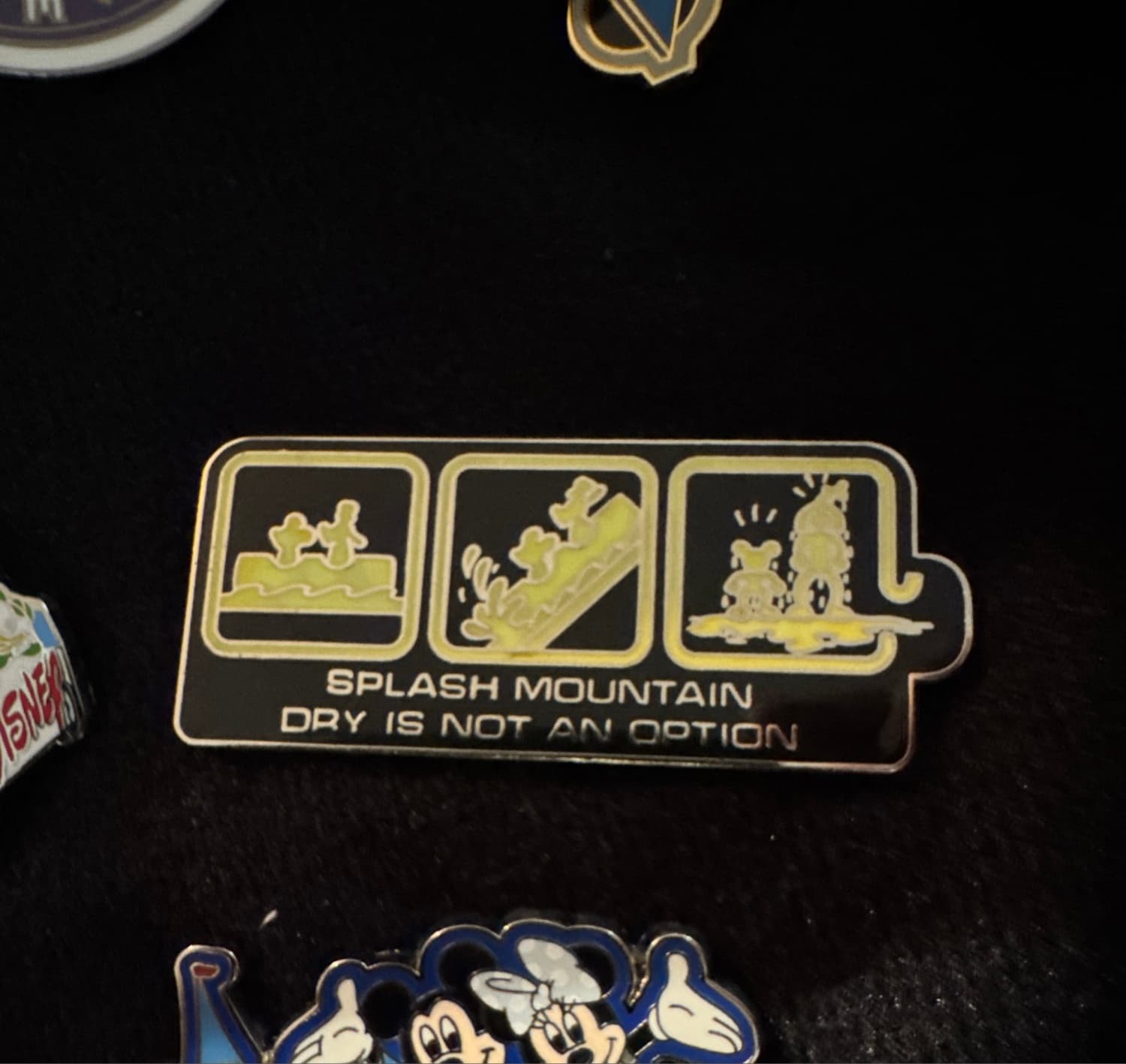 Splash Mountain Dry Is Not An Option Pin with Mickey & Goofy front