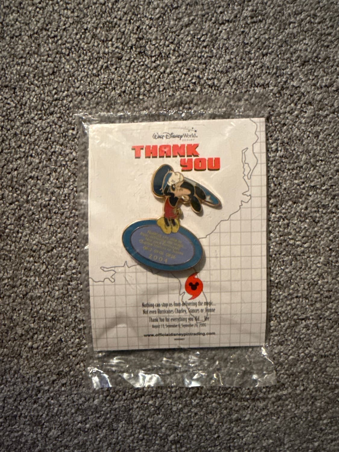 2004 Hurricane Charley, Frances, Jeanne Thank You Pin