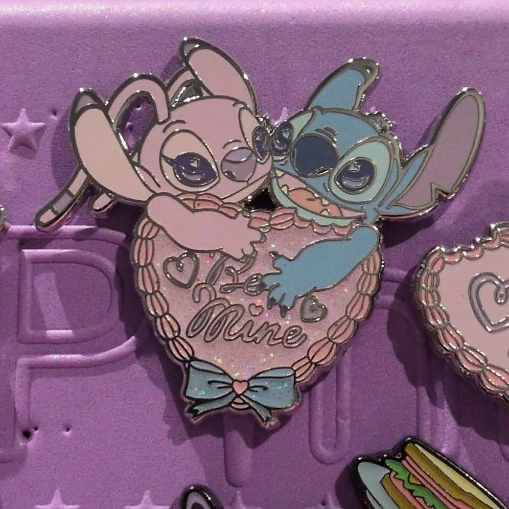 Loungefly Stitch and Angel Be Mine Glitter Heart Pin