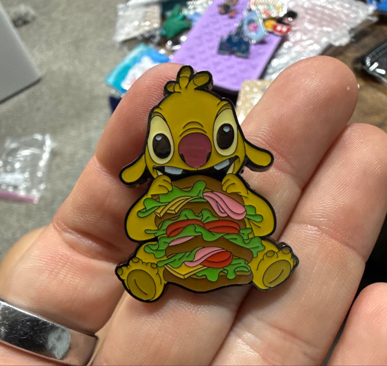 Loungefly Disney Lilo & Stitch Reuben with Sandwich Enamel Pin front