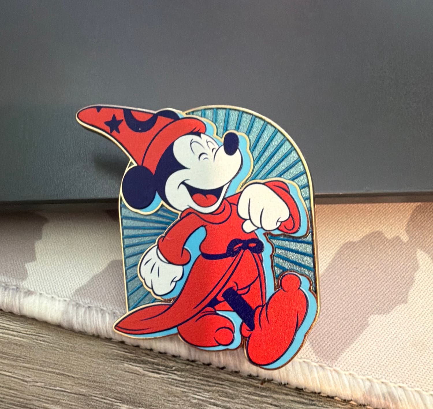 Sorcerer Mickey D23 Gold Member Exclusive Fantasia Red & Blue Pin