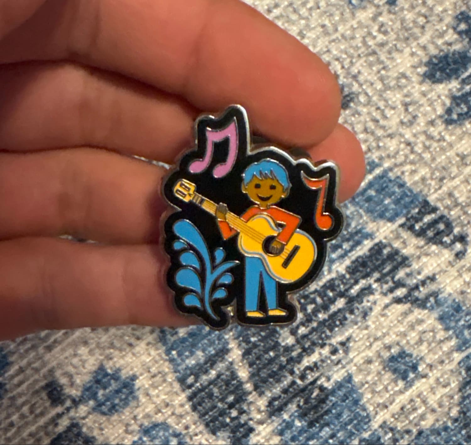 Miguel Playing Guitar with Music Notes Pin