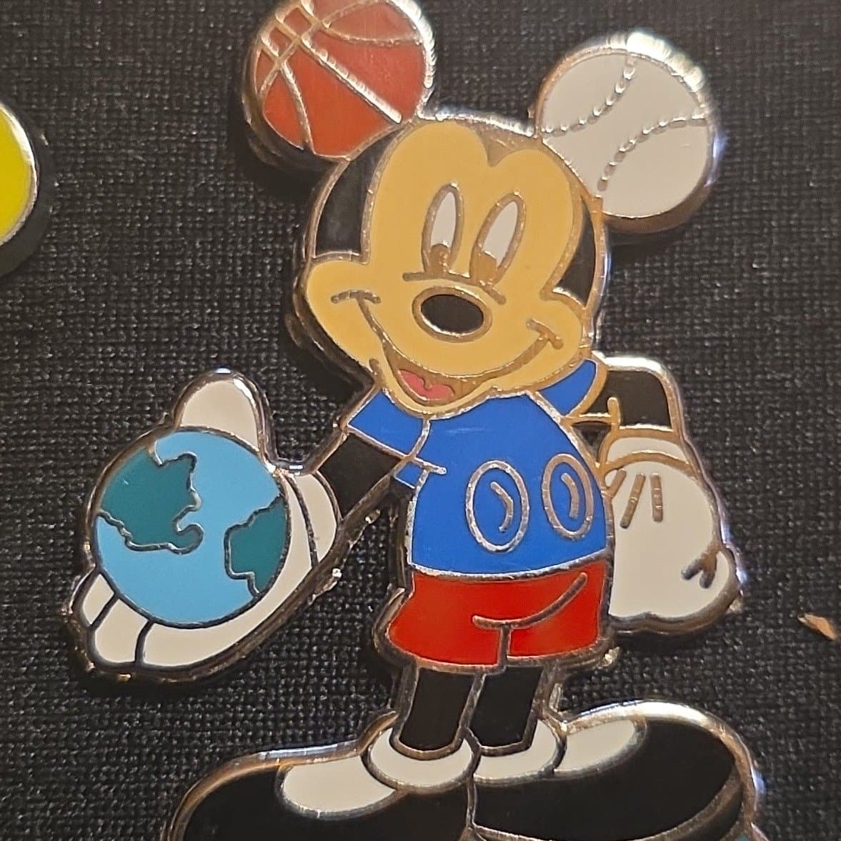 Mickey Mouse Sports Globe with Basketball and Baseball Ears Pin