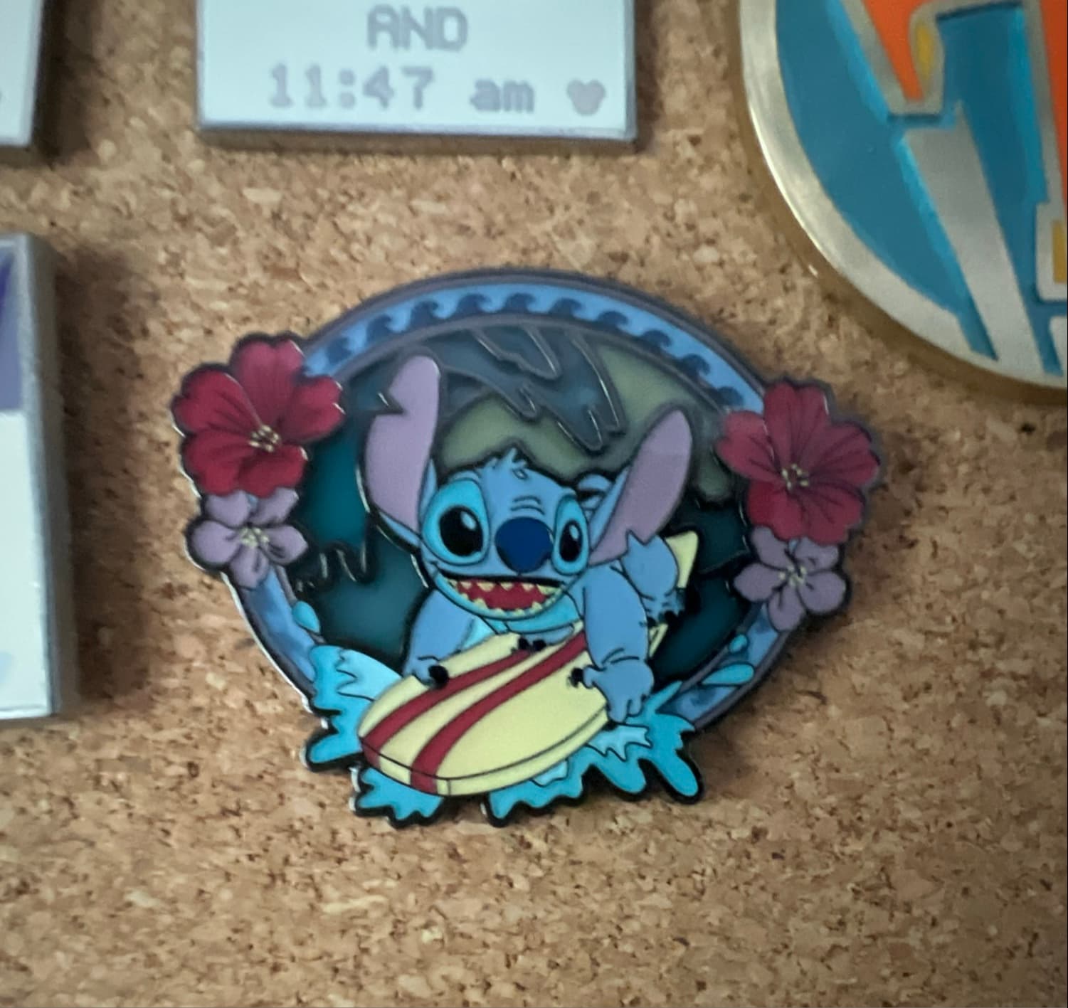 Loungefly Disney Stitch Surfing Floral Frame Enamel Pin