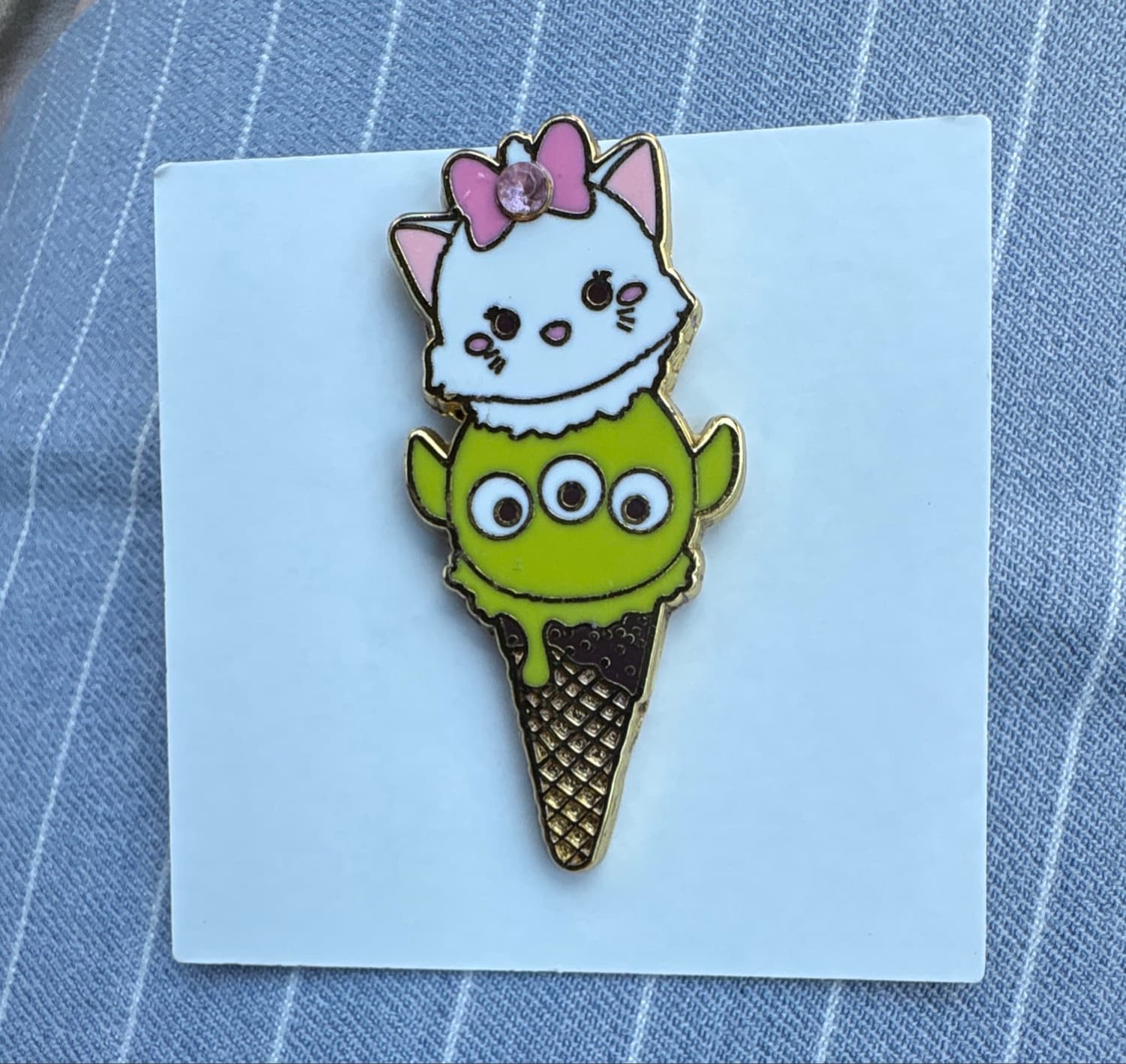 Marie and Toy Story Alien Ice Cream Cone Pin front