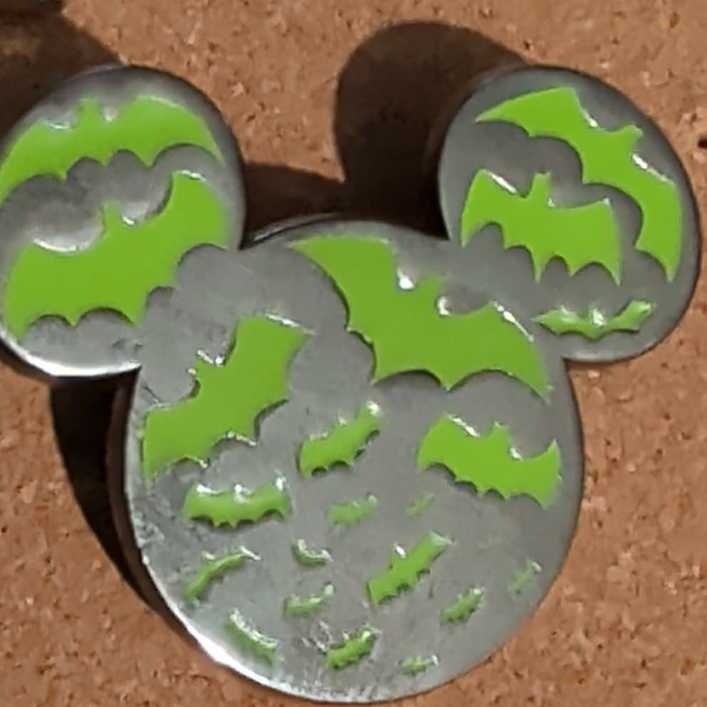 Disney Parks Halloween - Mickey Icon with Bats Glow-in-the-Dark Pin