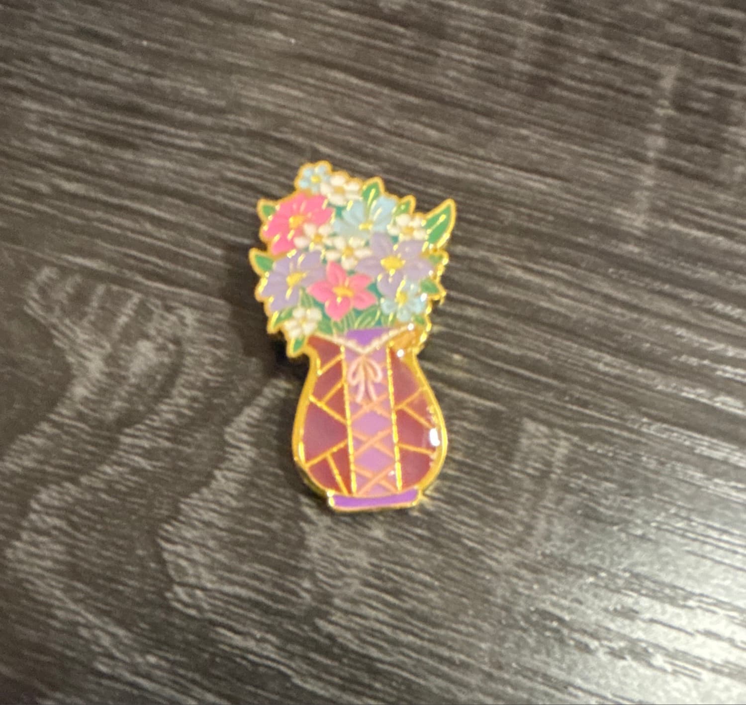 Disney Princess Flower Vase Stained Glass Blind Box Enamel Pin - Floral Design front