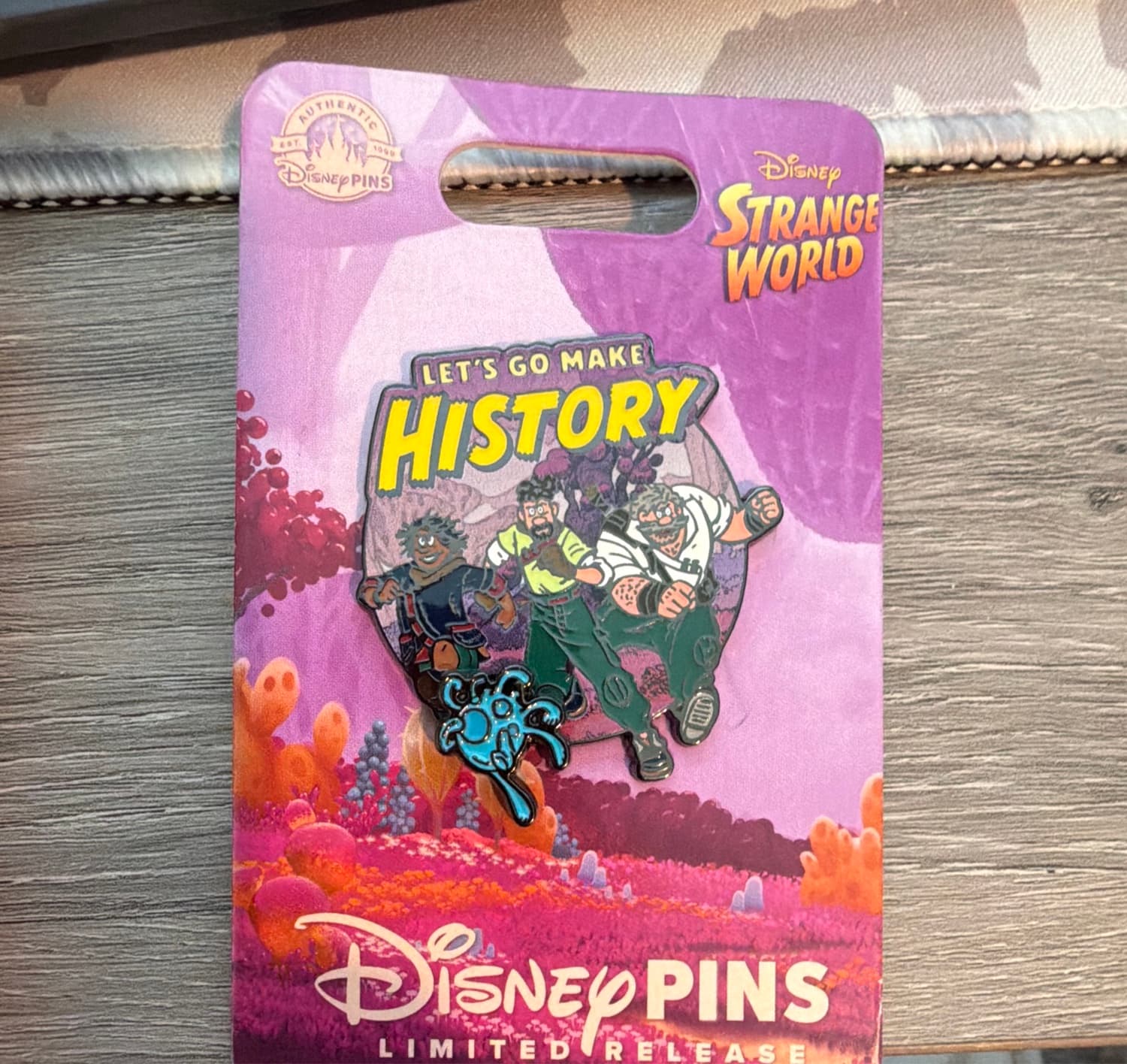 Strange World Let's Go Make History Pin with Splat, Searcher, Ethan, and Jaeger Clade