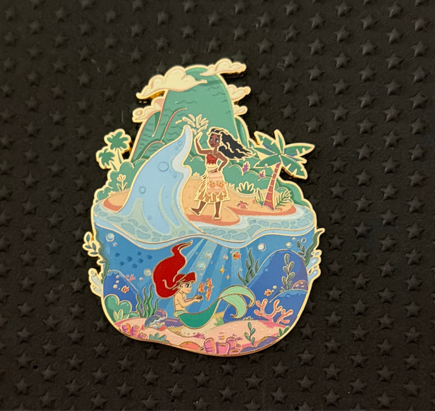 Disney Pink a la Mode PALM Moana and Ariel Care for your World Pin