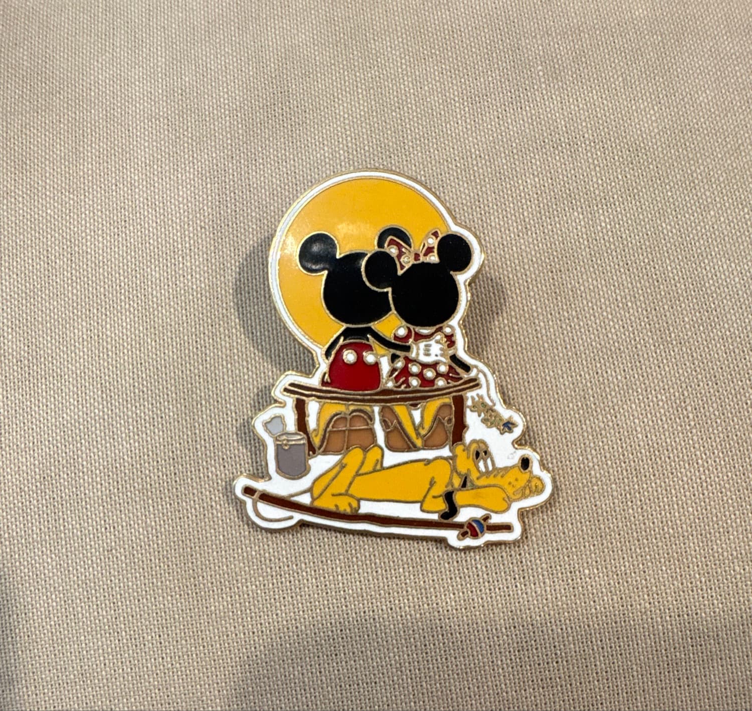 Mickey, Minnie, and Pluto Sunset Love