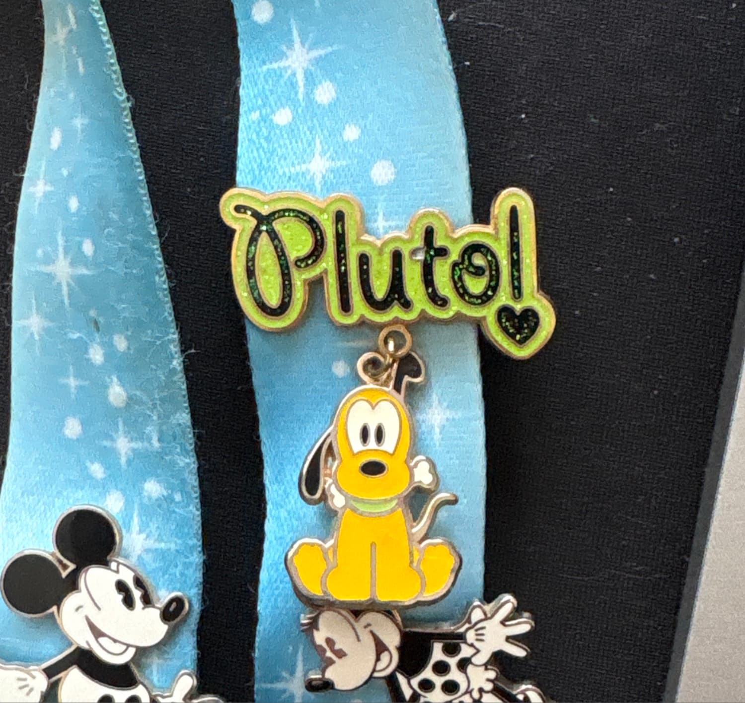 Pluto! Green Glitter Dangle Pin