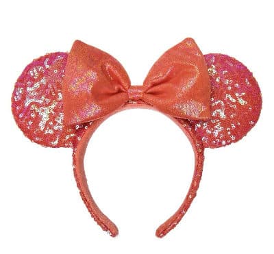 Coral Sequin Minnie Mouse Ear Headband