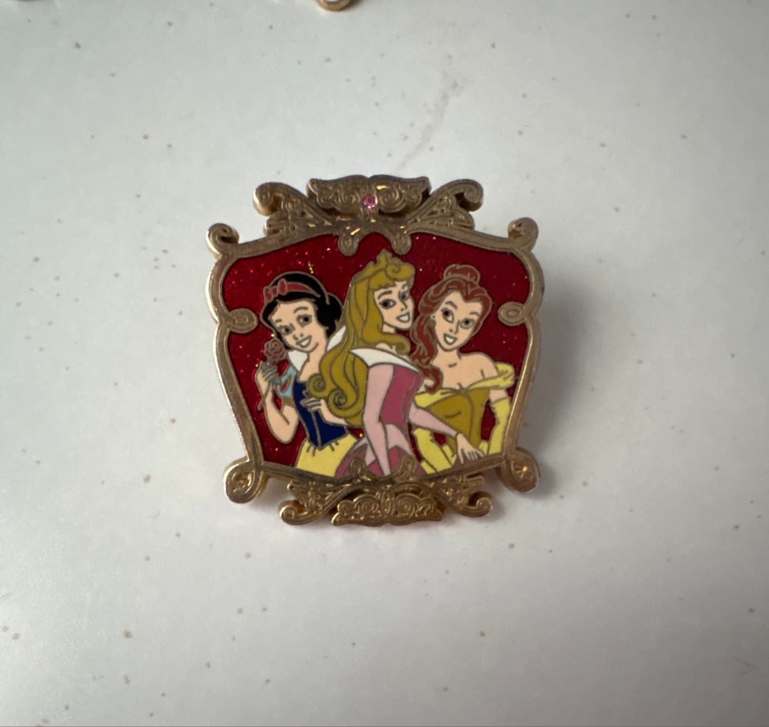 Snow White Aurora Belle Red Glitter Princess Starter Disney Pin