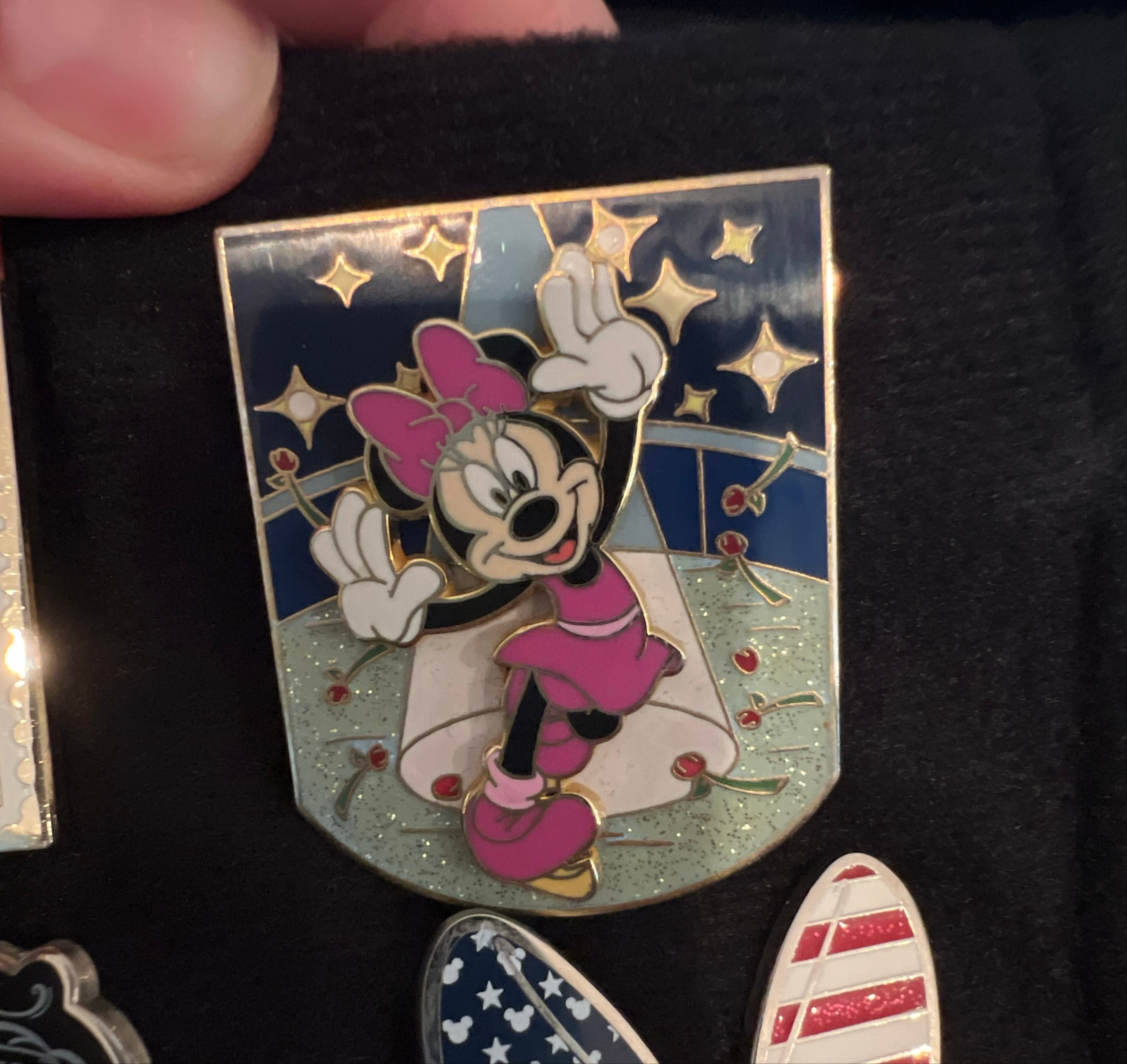 Minnie Mouse Dancing with Stars and Roses Glitter Pin