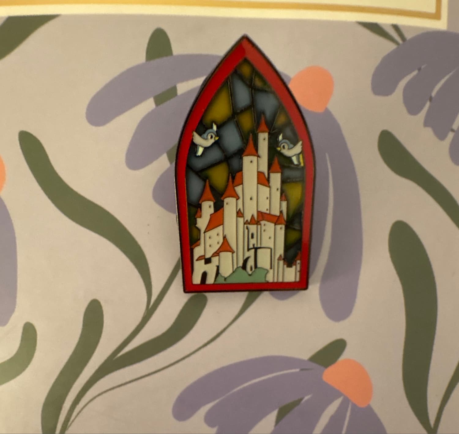 Loungefly Disney Snow White Castle Stained Glass with Two Birds Pin