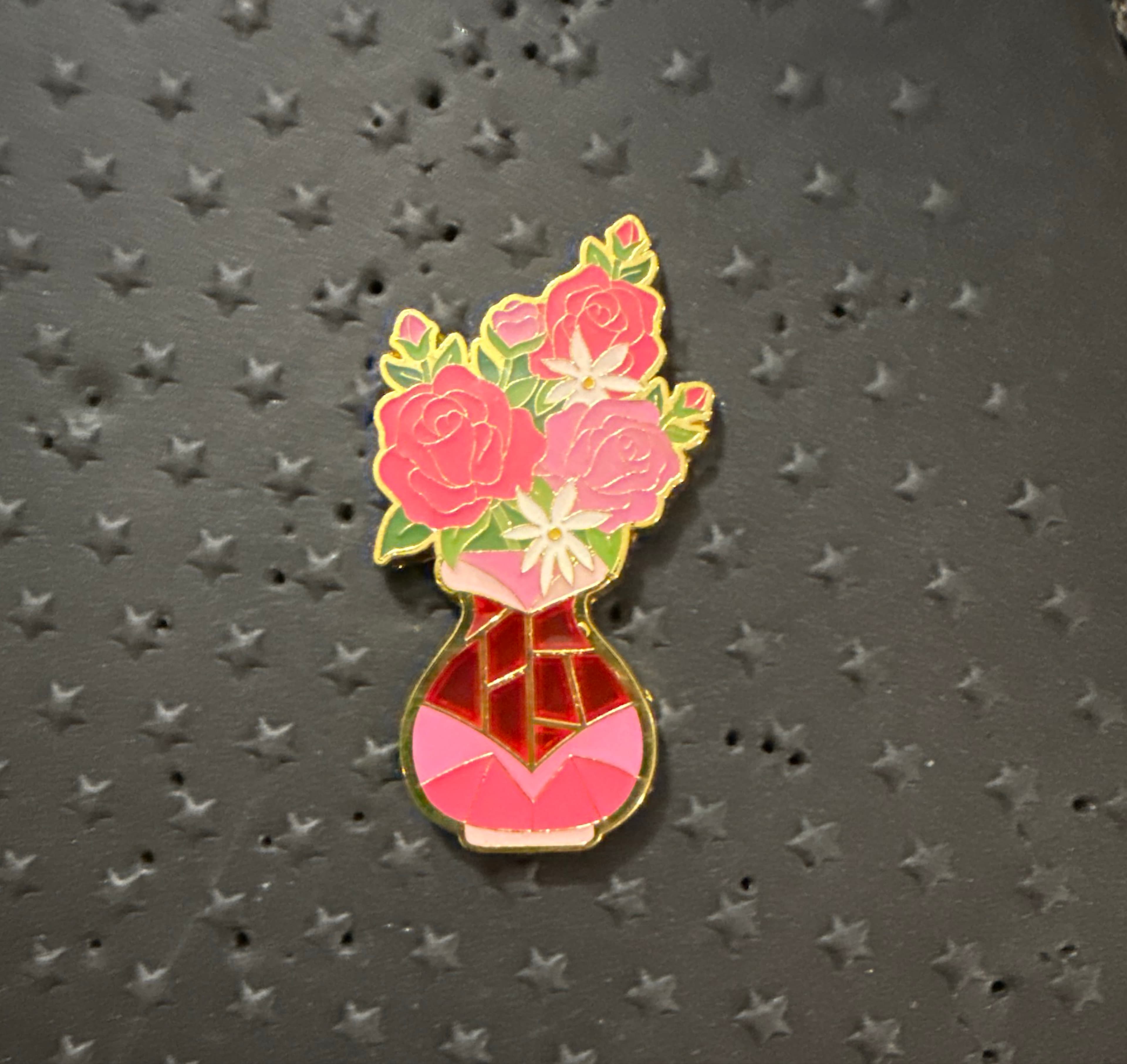 Loungefly Disney Princess Flower Vase Stained Glass Blind Box Pin Set - Aurora