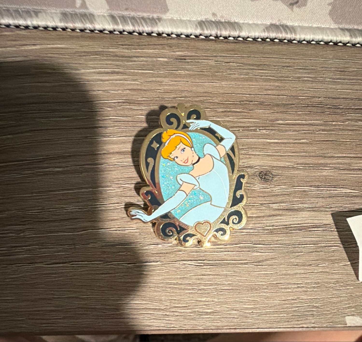 Cinderella Gold Frame and Glitter Princess Portrait Pin