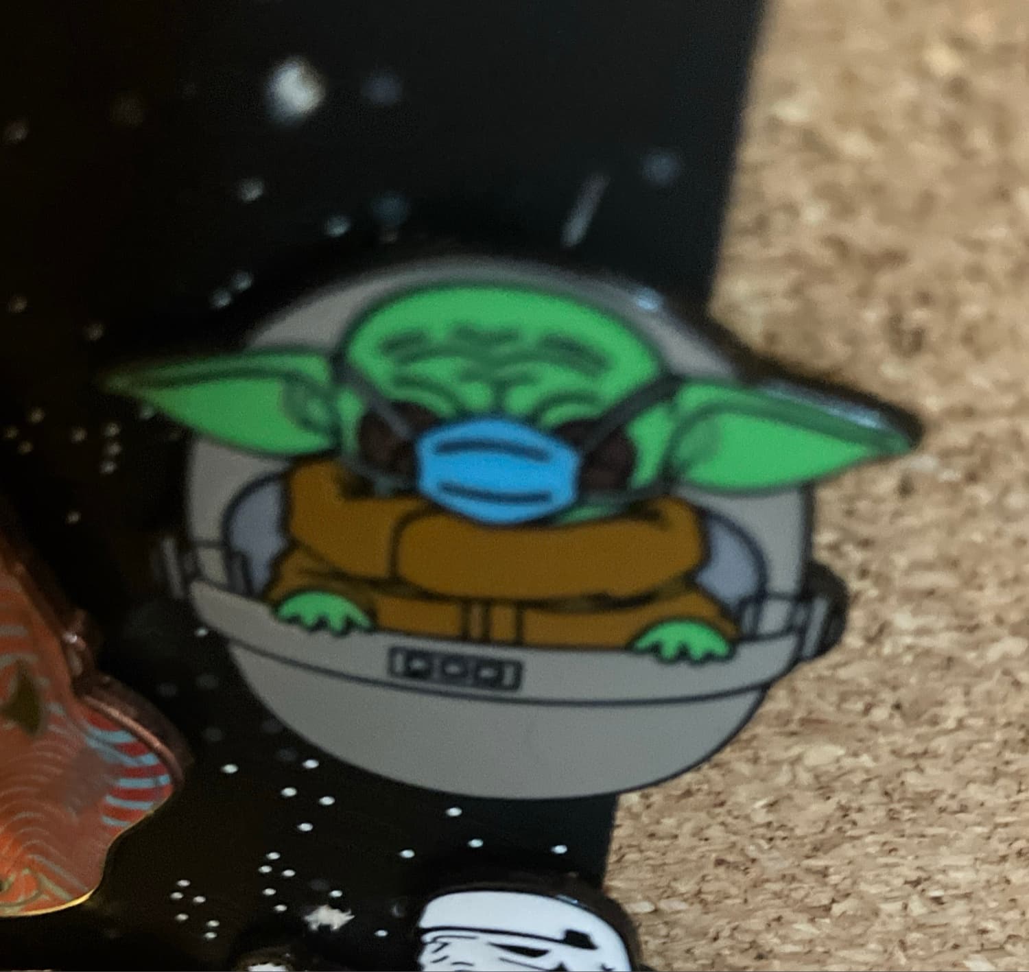 Grogu (Baby Yoda) in Hover Pram with Face Mask