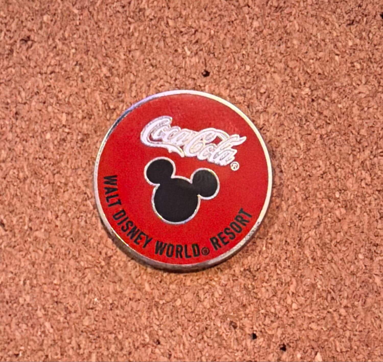 Mickey Mouse Silhouette Coca-Cola Walt Disney World 15th Anniversary Pin front