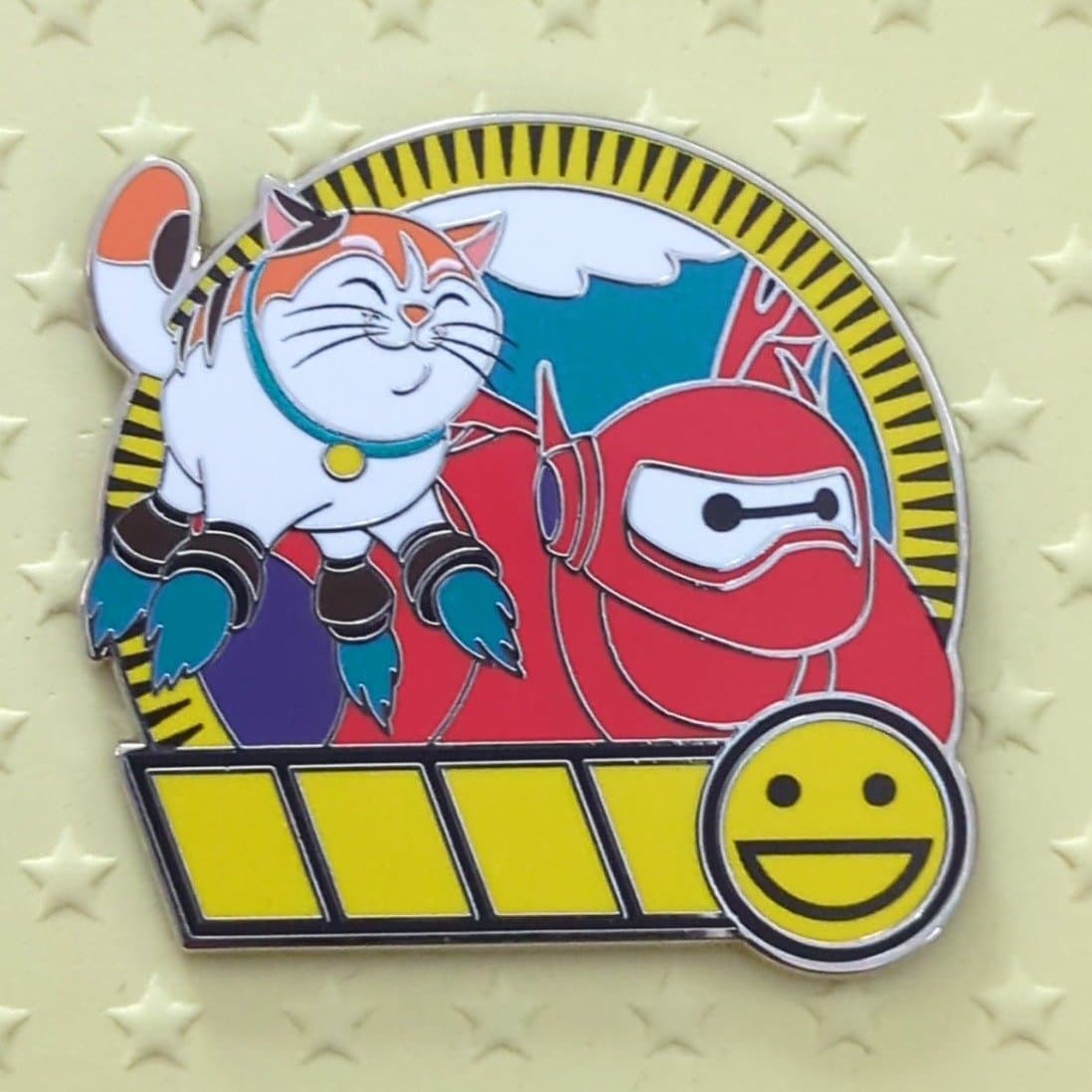 Big Hero 6 Baymax and Mochi Yellow Smiling Emoji Mystery Pin