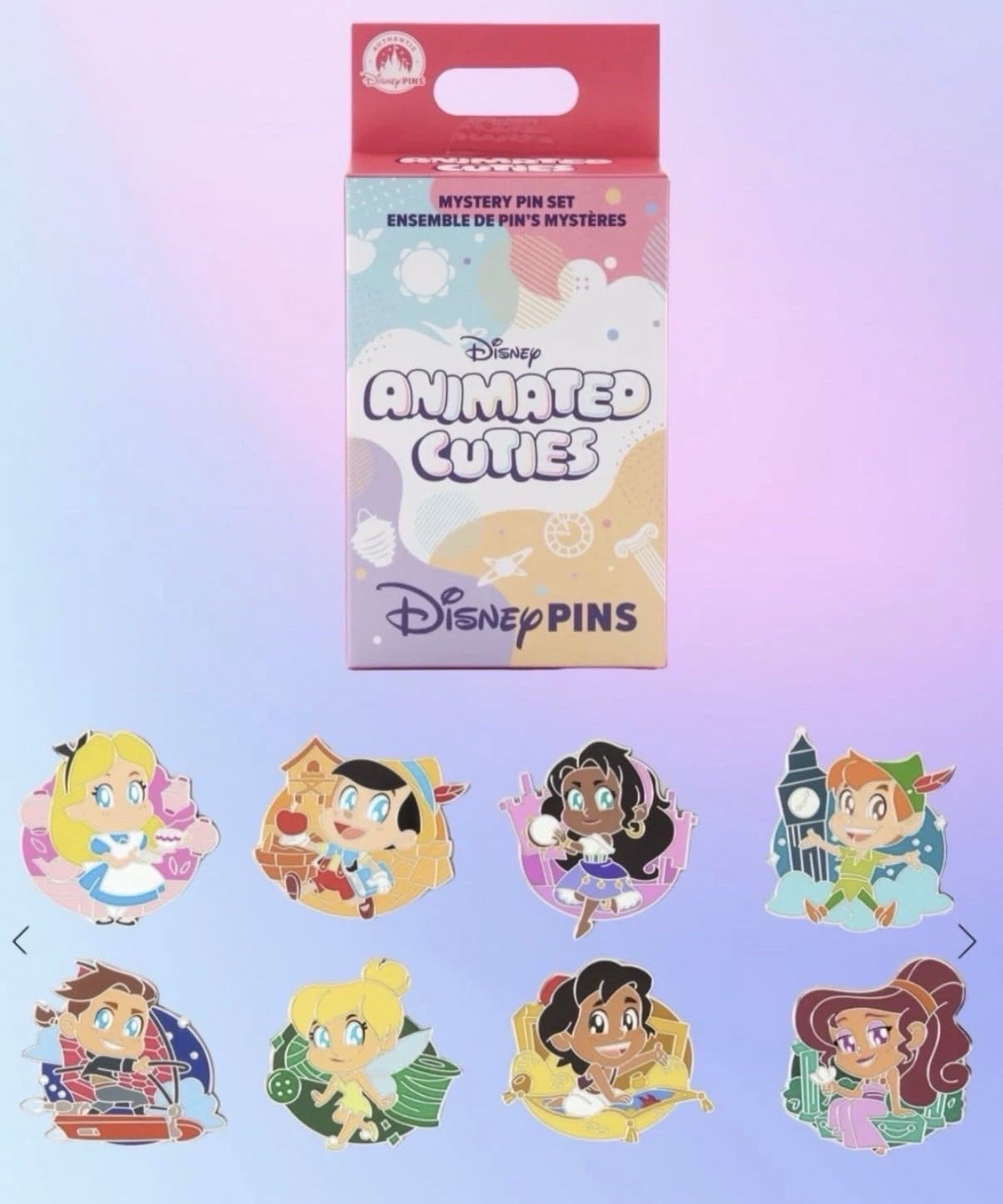 Disney Animated Cuties Mystery Pin Set (2 pins per box) Unopened Box front