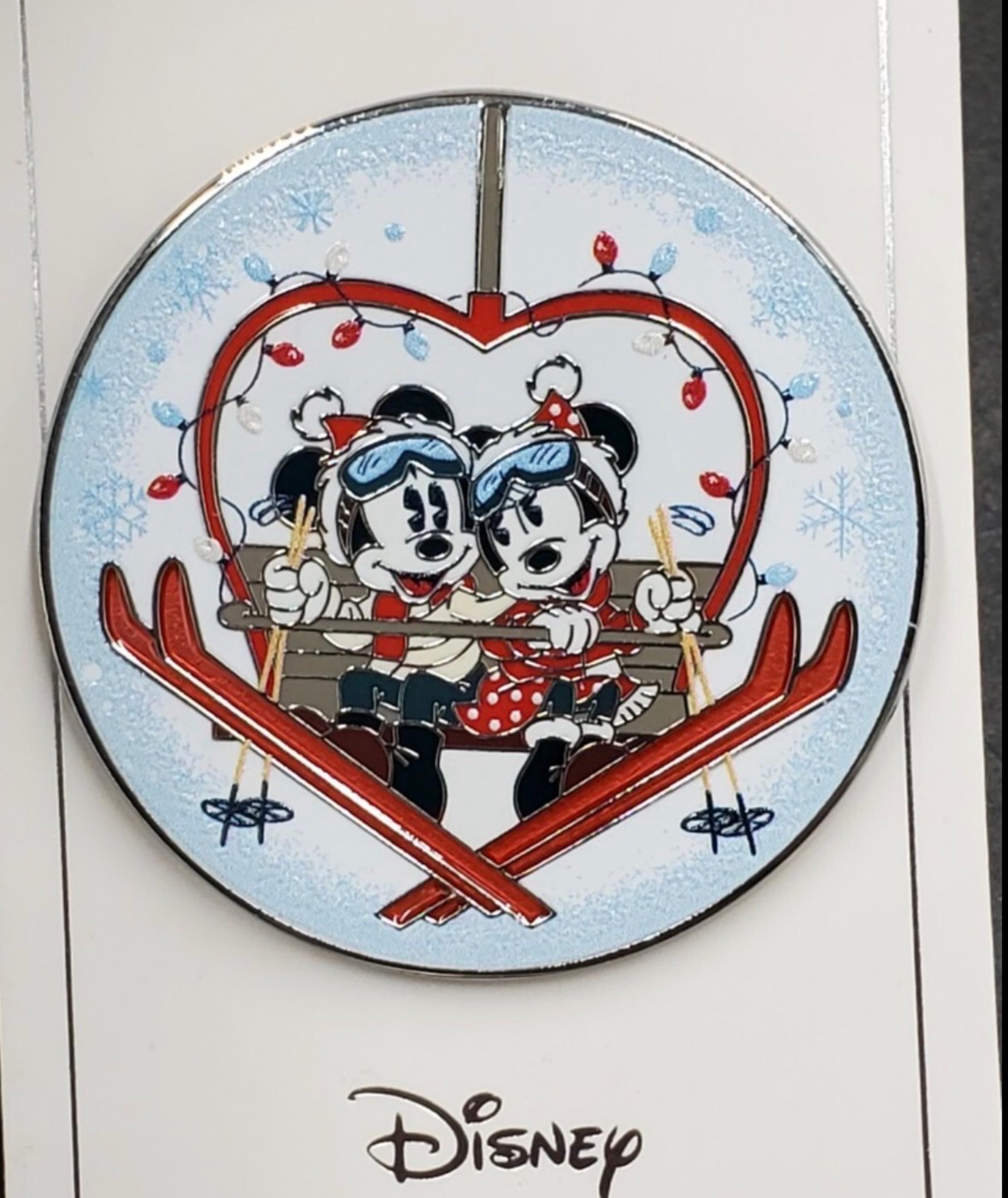 Disney Christmas 2021 Mickey and Minnie on Ski Lift Holiday Pin