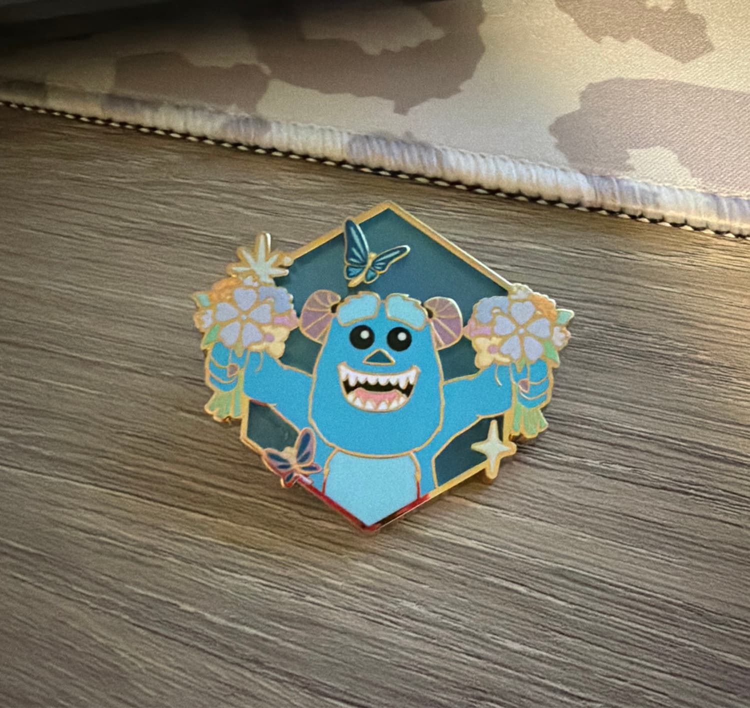 Loungefly Pixar Monsters Inc Sully Holding Flowers Disney Pin