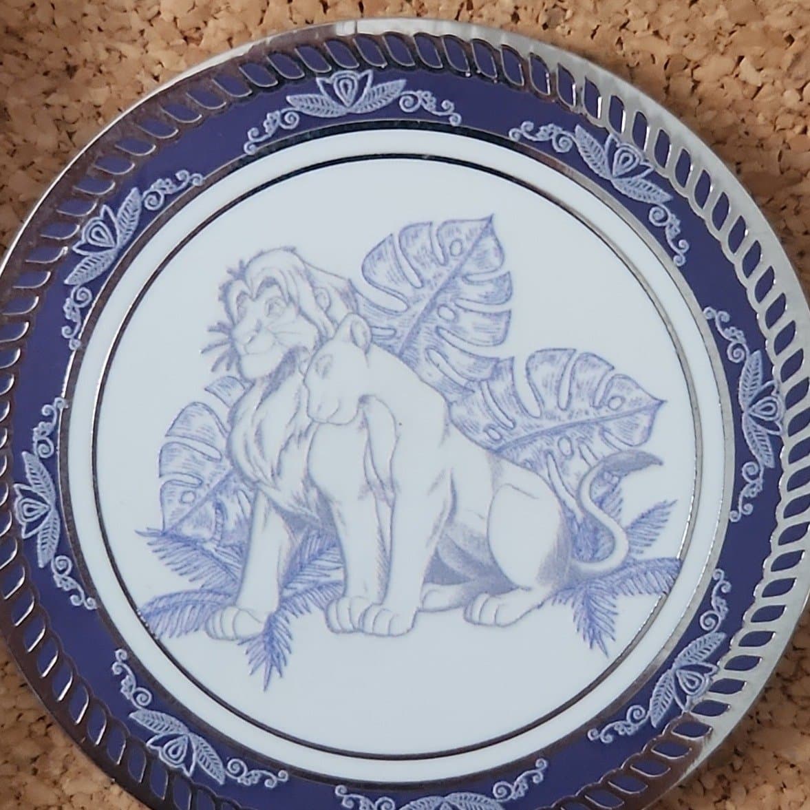Simba and Nala Blue and White Plate Pin