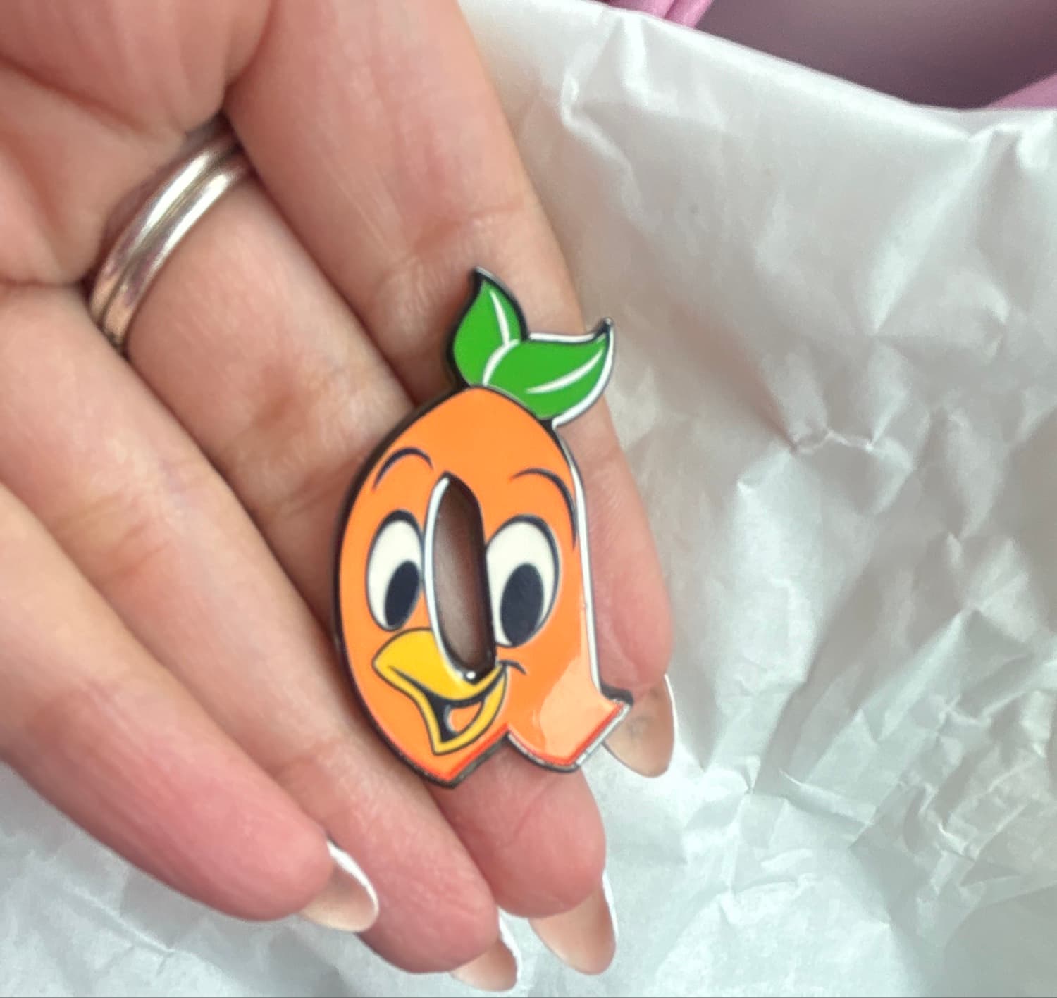 Orange Bird Character Pin front